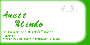 anett mlinko business card